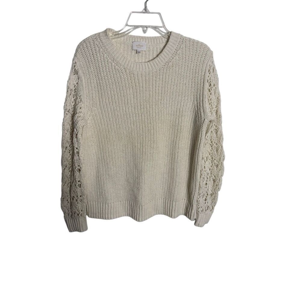 Wilfred Linen Blend Crochet Sleeve Knit Sweater Women’s Size Small